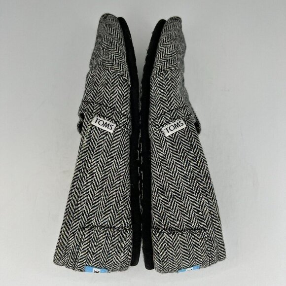 Toms Womens Tweed Metallic Black Herringbone Round Toe Slip On Size 9W Loafers - Picture 7 of 9